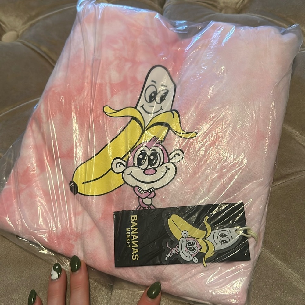 Bananas Monkey NWT in package Girls hoodie Kids pink tie dye 6/M